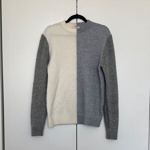 Reiss Two-Tone Gray and Cream Crewneck Sweater